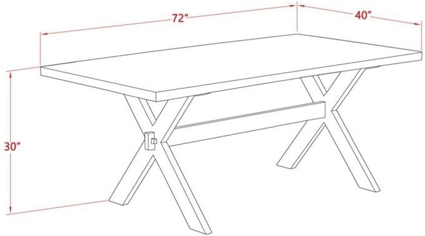 East West Furniture X077VE005-6 6 Piece Modern Dining Table Set Contains a Rectangle Wooden Table with X-Legs and 4 Grey Linen Fabric Parson Chairs with a Bench, 40x72 Inch, Multi-Color