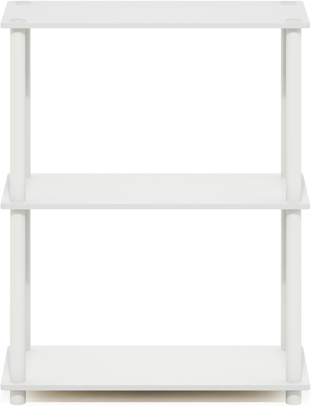 Furinno Turn-N-Tube 3-Tier Compact Multipurpose Shelf Display Rack, White/White