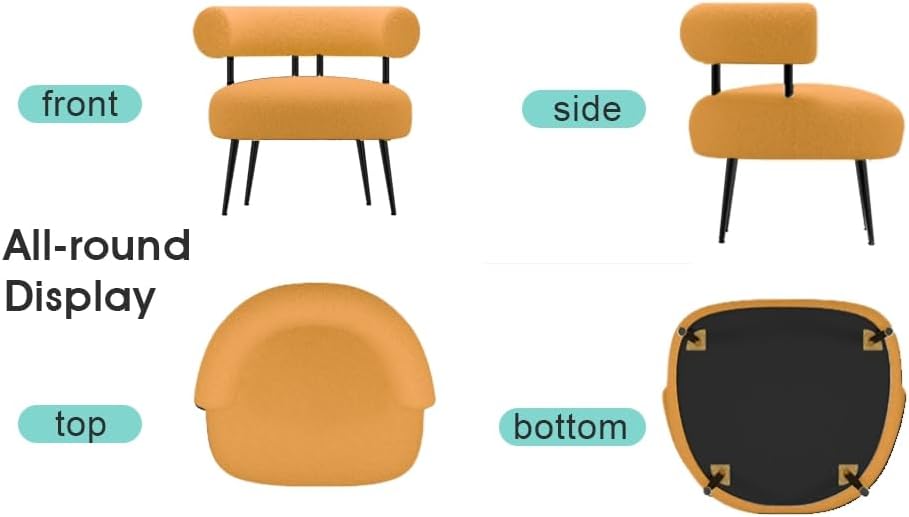 Modern Accent Chair, Round Upholstered Barrel Armchair for Small Spaces, Fluffy Side Corner Sherpa Sofa Chair for Living Room, Bedroom