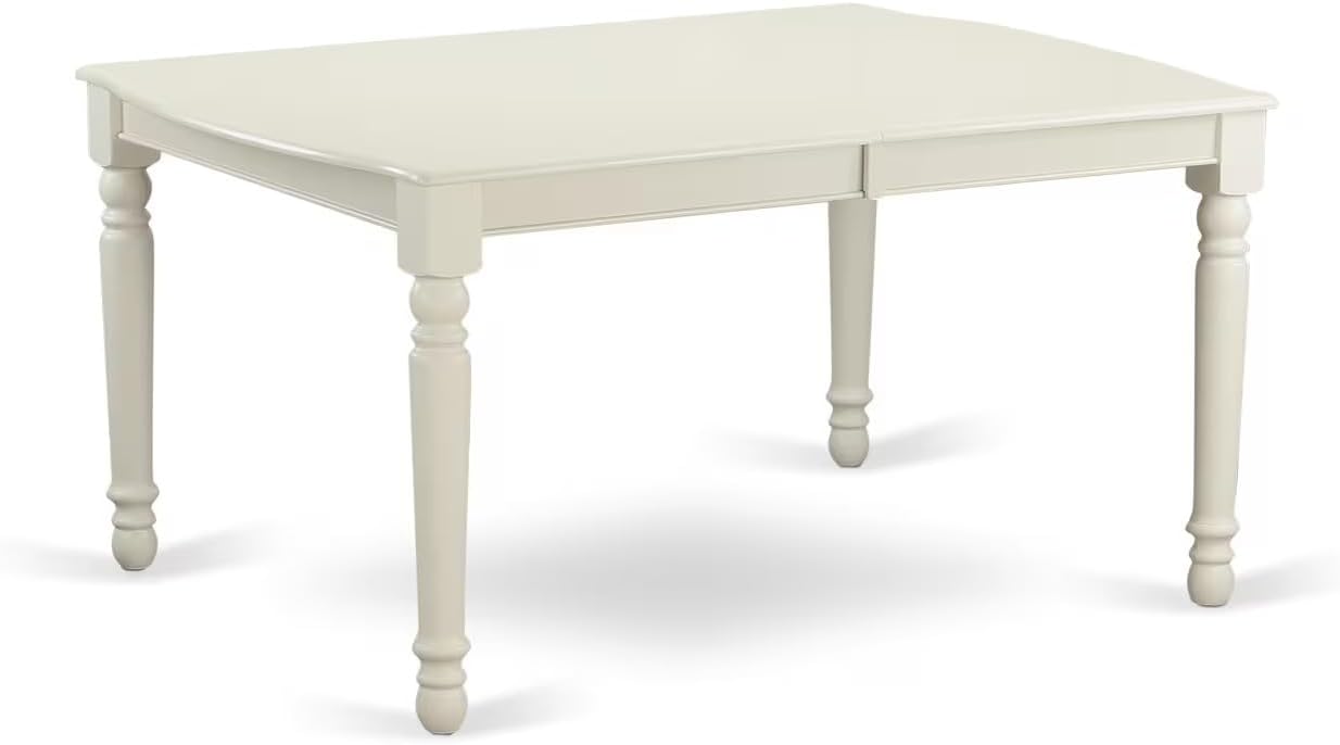 East West Furniture DONO9-LWH-W 9 Piece Dining Table Set Includes a Rectangle Dinner Table with Butterfly Leaf and 8 Dining Room Chairs, 42x78 Inch, Linen White
