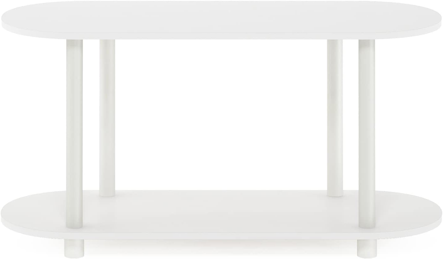 Furinno Turn-N-Tube No Tools Modern Oval Side Table, White/Virgin White