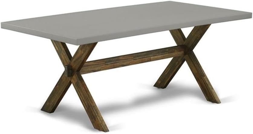 East West Furniture X797MZ716-7 7 Piece Modern Dining Table Set Consist of a Rectangle Wooden Table with X-Legs and 6 Dark Khaki Linen Fabric Upholstered Chairs, 40x72 Inch, Multi-Color