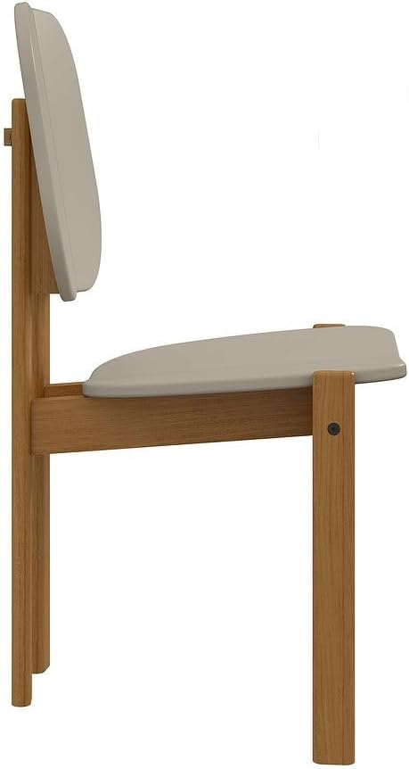 Manhattan Comfort Mid-Century Modern Gales Dining Chair with Solid Wood Legs in Greige - Set of 4