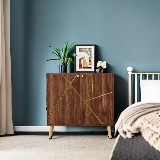 Storage Cabinet, Free Standing Buffet Cabinet, Morden Sideboard and Buffet Storage, Wood Accent Cabinet for Living Room, Hallway, Entryway (1, Brown)