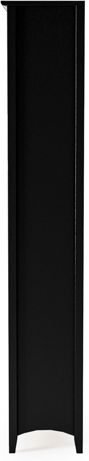 Camaflexi Shaker Style 6 Shelf Bookcase/Solid Wood / 72 inch Tall/Adjustable Shelving/Closed Back/Display Bookshelf for Living Room, Bedroom, Home and Office, Black