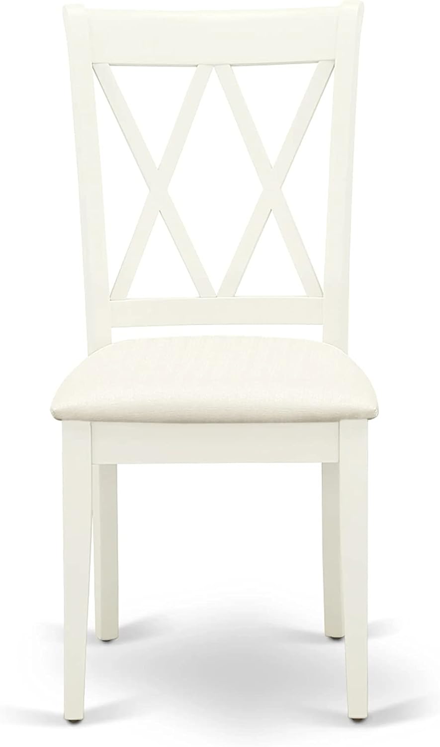 East West Furniture HBCL5-LWH-C 5 Piece Dining Table Set for 4 Includes a Round Kitchen Table with Pedestal and 4 Linen Fabric Dining Room Chairs, 42x42 Inch, Linen White