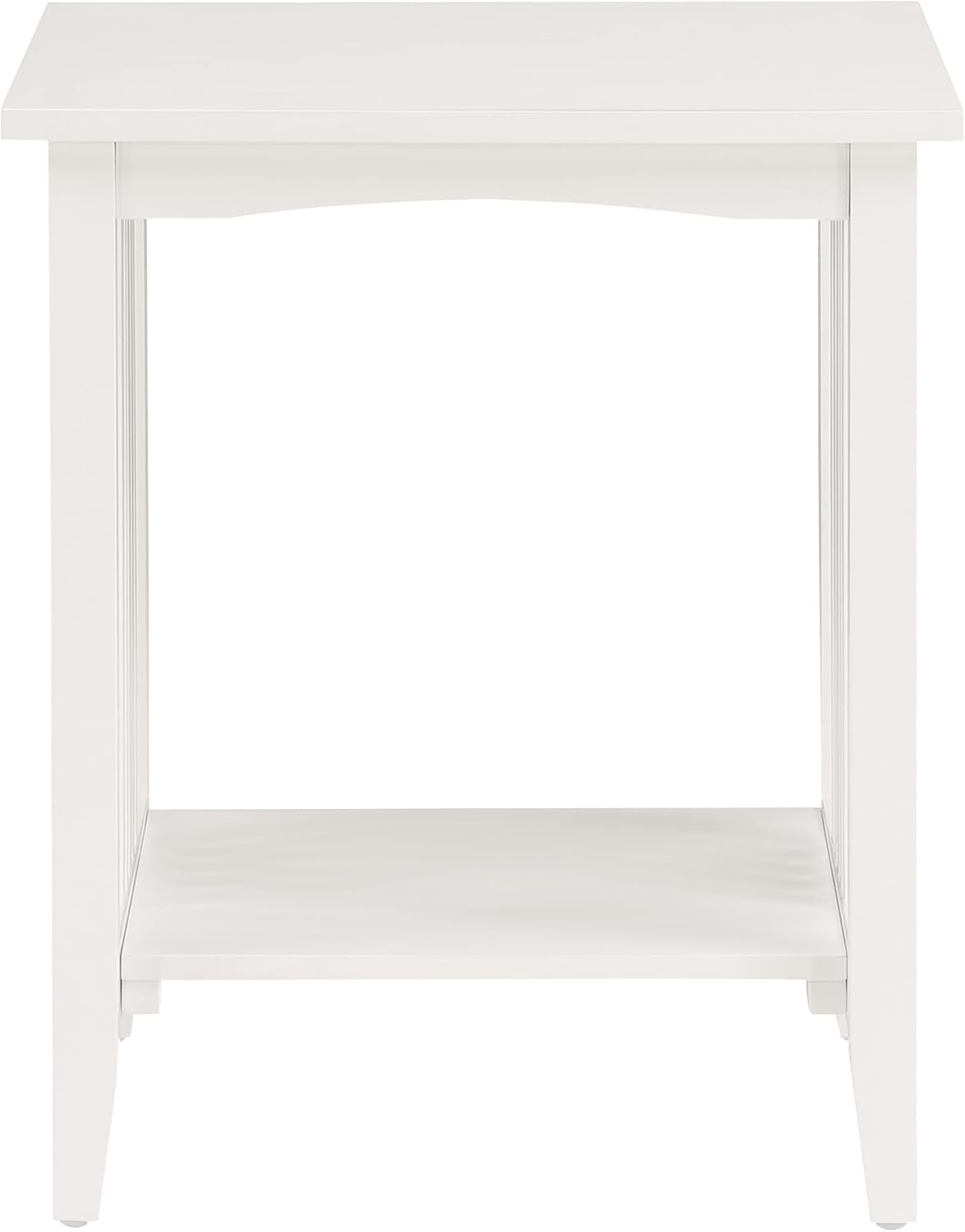 OSP Home Furnishings Sierra Side Table with Lower Storage Shelf and Mission Style Side Panels, White