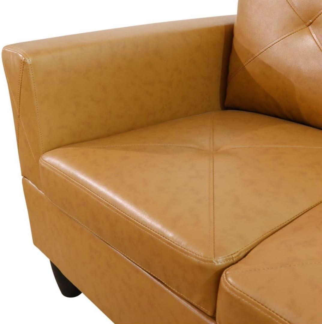 Ginger L-Shaped 3-Piece Faux Leather Sofa with Storage Ottoman Set, Sectional Couch Sofa Set for Living Room, Office, Small Space