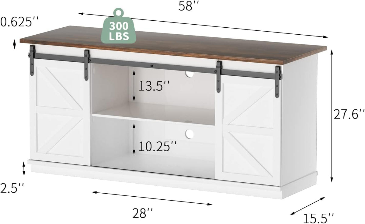 YESHOMY TV Stand Set with a Farmhouse Style Coffee Table,for Living Room,with Big Capacity, White