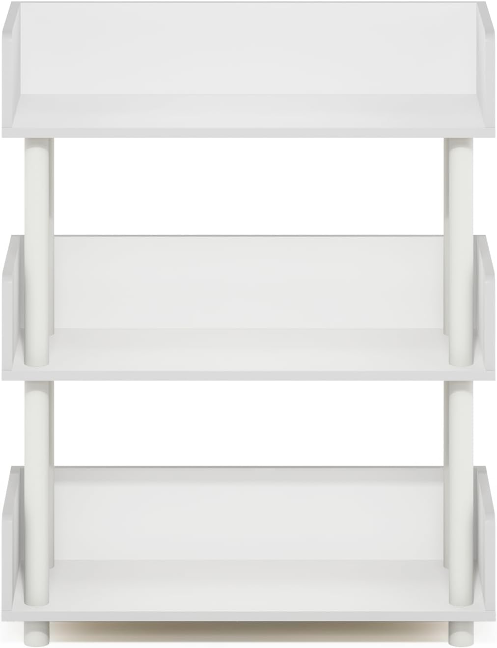Furinno Turn-N-Tube 3-Tier Multipurposes Display Rack, Open Shelf Rack/Storage with Back & Side Panel, White/White