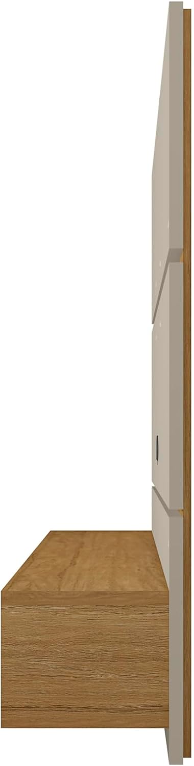 Manhattan Comfort Vernon 62" Floating Entertainment Center, Wall Mounted TV Stand for 55'' Television with Concealed & Open Storage, Hole for Cable Management, Off-White and Cinnamon