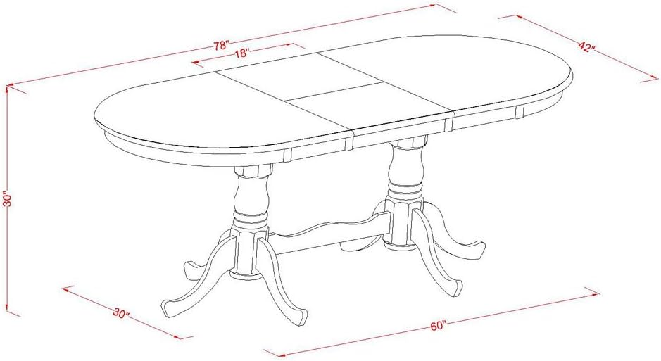 East West Furniture PLAI7-WHI-W 7 Piece Modern Dining Table Set Consist of an Oval Wooden Table with Butterfly Leaf and 6 Dining Room Chairs, 42x78 Inch, Buttermilk & Cherry