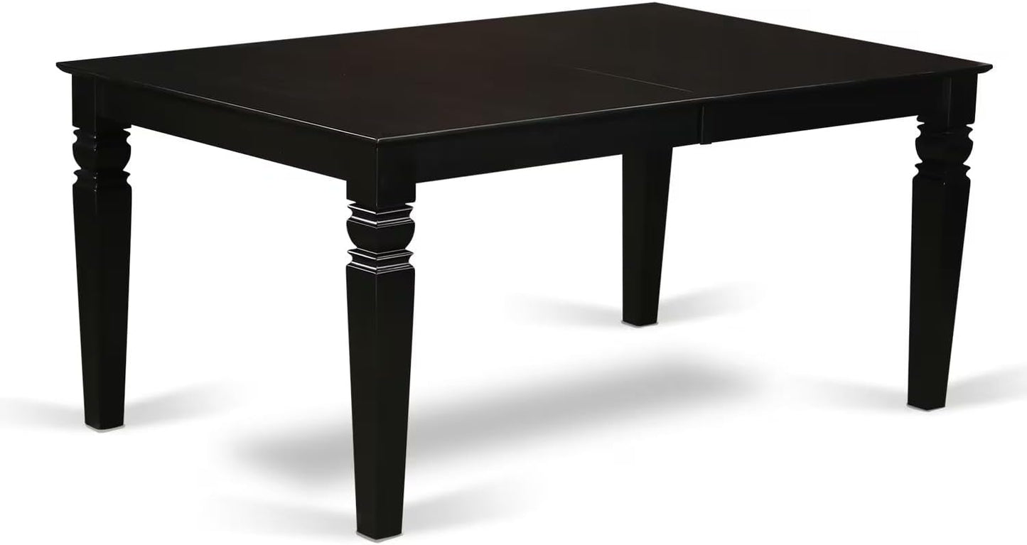 East West Furniture LGDA5-BLK-C 5 Piece Dinette Set Includes a Rectangle Dining Room Table with Butterfly Leaf and 4 Linen Fabric Upholstered Dining Chairs, 42x84 Inch, Black