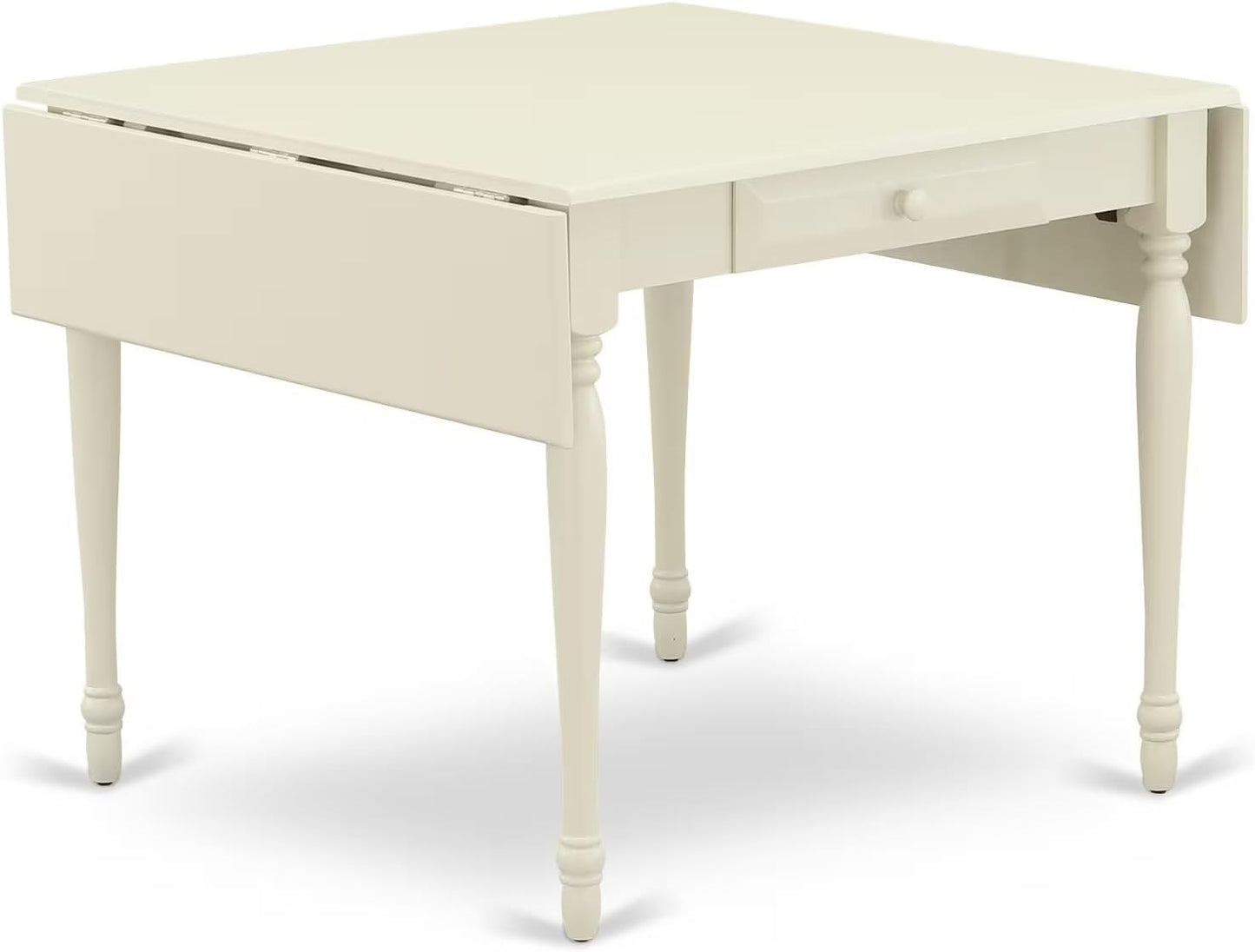 East West Furniture MZCL3-LWH-W 3 Piece Dinette Set for Small Spaces Contains a Rectangle Dining Table with Dropleaf and 2 Dining Chairs, 36x54 Inch, Linen White