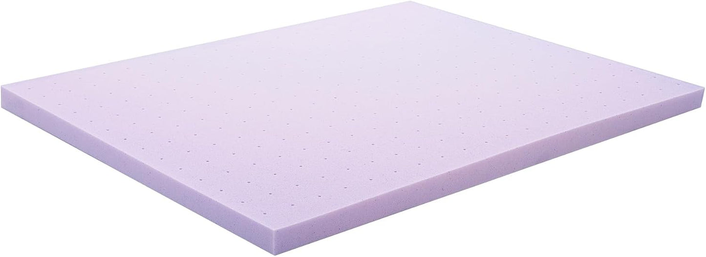 LUCID 3 Inch Lavender Infused Memory Foam Mattress Topper - Ventilated Design - Queen Size