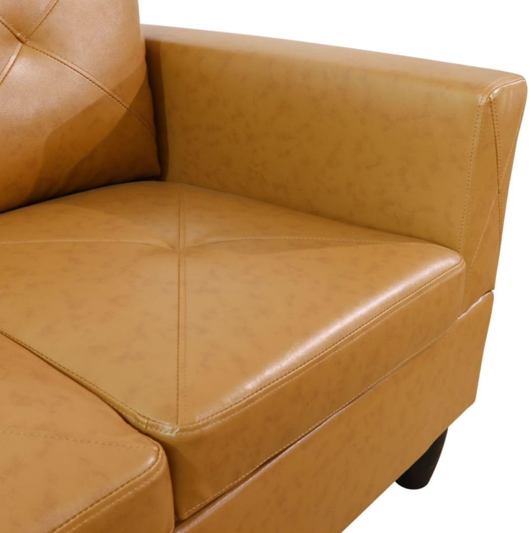 Ginger L-Shaped 3-Piece Faux Leather Sofa with Storage Ottoman Set, Sectional Couch Sofa Set for Living Room, Office, Small Space