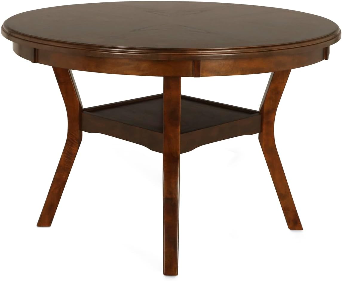 New Classic Furniture Gia 5-Piece Round Dining Set with 1 Dining Table and 4 Chairs, 47-Inch, Brown