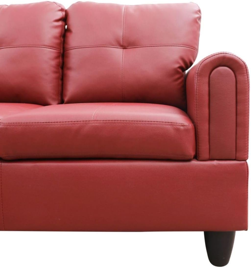 Red L-Shaped 3-Piece Faux Leather Sofa with Storage Ottoman Set, Sectional Couch Sofa Set for Living Room, Office, Small Space