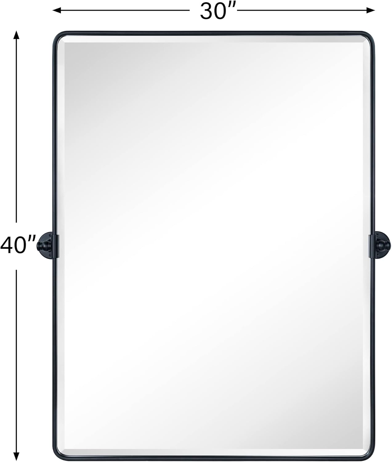 TEHOME 30x40 Pivot Mirror Matt Black Tilt Bathroom Vanity Mirror Large Black Metal Framed Rectangle Tilting Beveled Vanity Mirrors for Wall, Vertical Hanging
