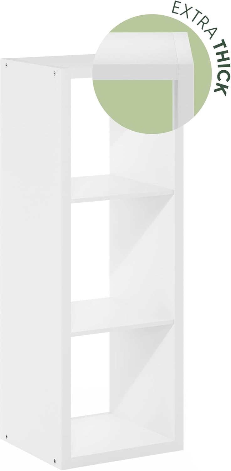 Furinno Cubicle Open Back Decorative Cube Storage Organizer, 3-Cube, White