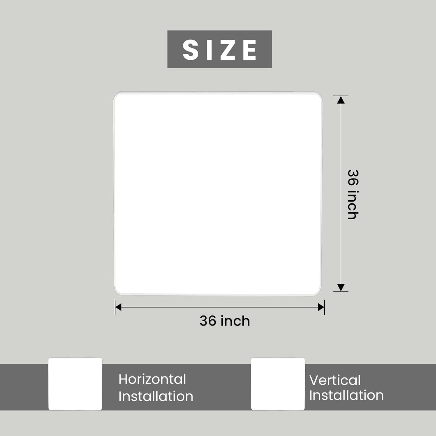 White Bathroom Mirror 36x36 Inch, White Metal Framed Bathroom Mirror for Wall, Rounded Rectangle Matte Bathroom Vanity Mirror, Tempered Glass, Anti-Rust, Horizontal/Vertical