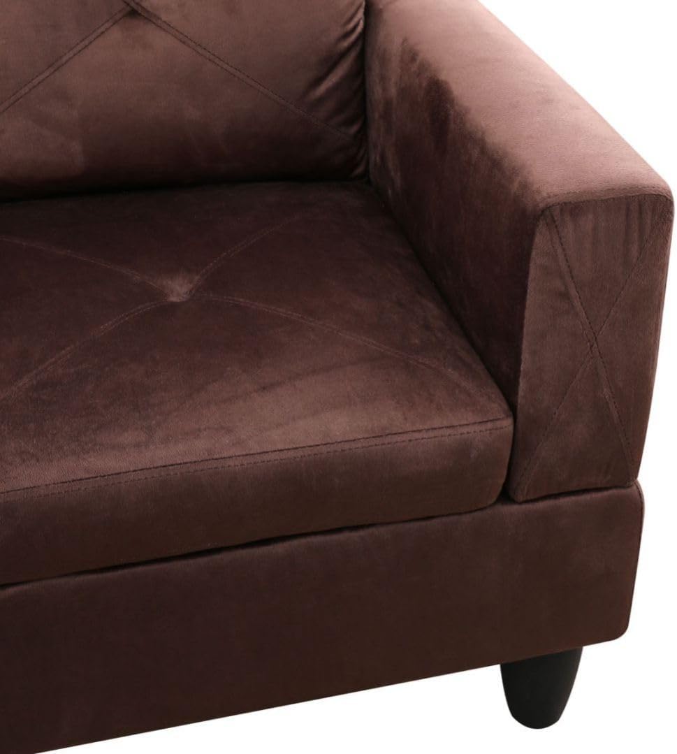 Brown L-Shaped 3-Piece Microfiber Sofa with Storage Ottoman Set, Sectional Couch Sofa Set for Living Room, Office, Small Space