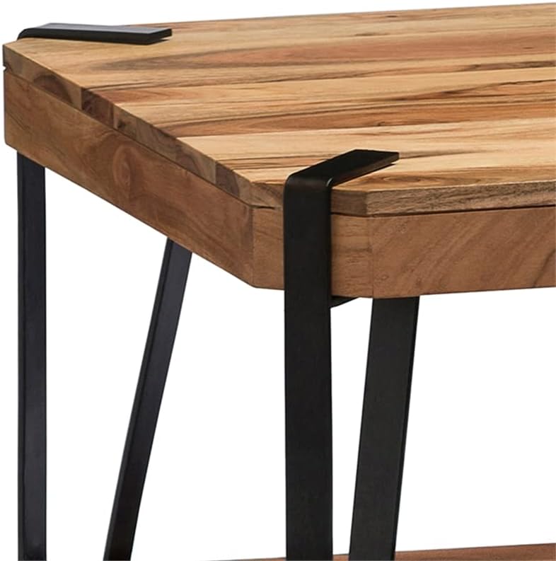 Ryegate Coffee Table, Natural Solid Wood with Metal Frame, Live Edge Industrial Modern Design, Unique Acacia Wood with Subtle Imperfections, Includes Floor Protectors, Ideal for Living Room