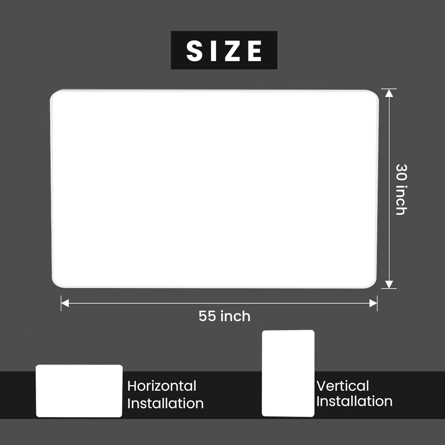 White Bathroom Mirror 55x30 Inch, White Metal Framed Bathroom Mirror for Wall, Rounded Rectangle Matte Bathroom Vanity Mirror, Tempered Glass, Anti-Rust, Horizontal/Vertical