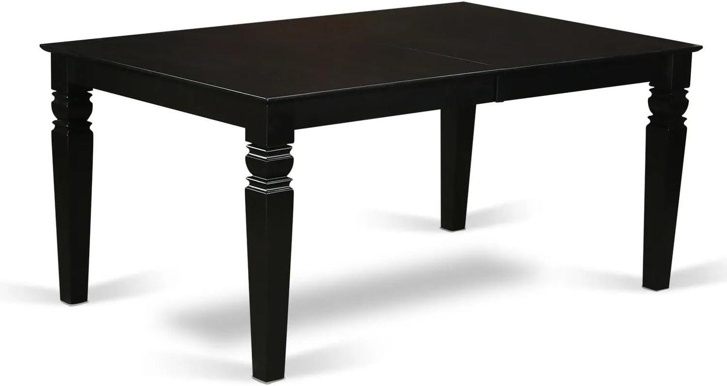 East West Furniture LGX25-BLK-30 -5 Piece Dining Set Includes a Rectangular Kitchen Table with Black Tabletop and 4 Stackable Polyester Fabric Chairs, Black