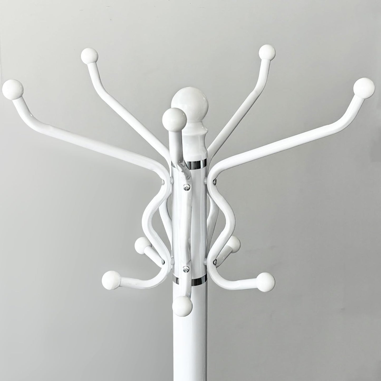 Kertnic Freestanding Coat Rack with 18 Hooks & Marble Base - Heavy Duty Metal Hall Tree Stand for Entryway, Hats, Coats, Bags Rack - Modern Hanger Organizer for Home, Office, Dorm (18 hooks -White)