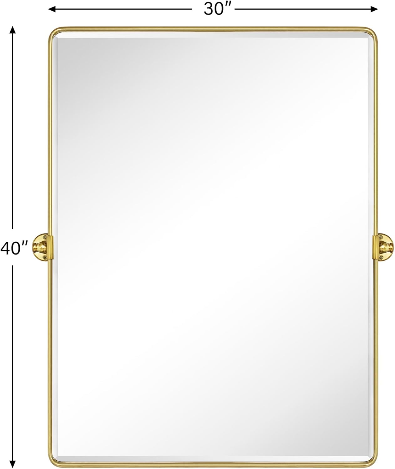 TEHOME 30x40'' Brushed Gold Pivoting Bathroom Vanity Mirror 40x30'' Brushed Brass Metal Framed Rectangle Tilting Beveled Vanity Mirrors for Wall
