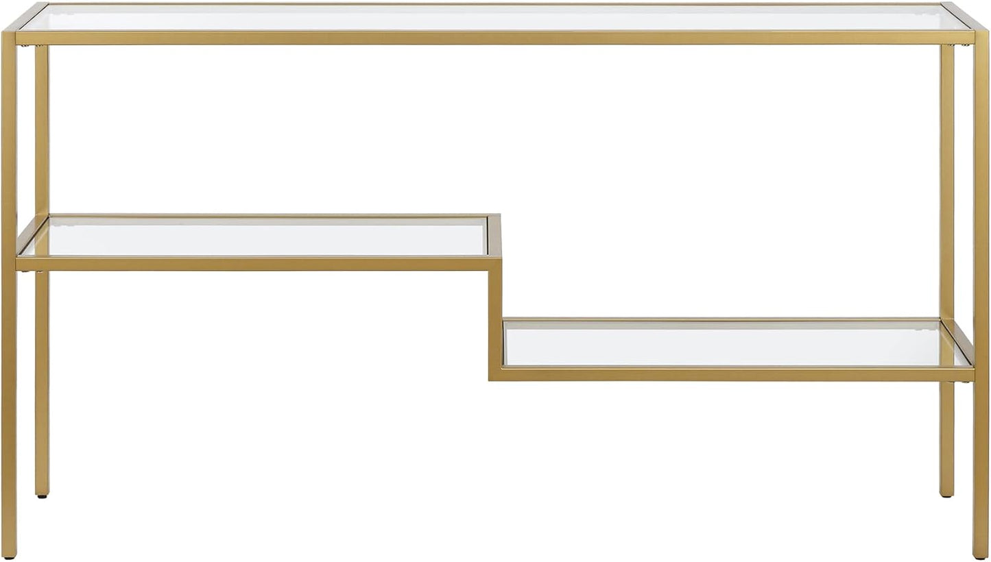 Henn&Hart 55" Wide Rectangular Console Table in Brass, Entryway Table, Accent Table for Living Room, Hallway