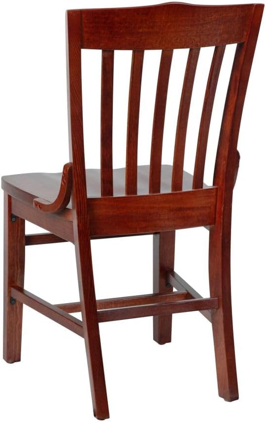 Flash Furniture Hercules Series School House Back Wood Restaurant Chair, Classic Armless Dining Chair for Restaurants/Kitchens, Mahogany Wood Finish