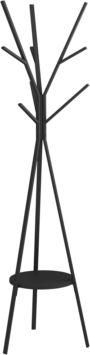 Coat Rack Hat Stand Free Standing Display Hall Tree Metal Hat Hanger Garment Storage Holder with 9 Hooks for Clothes Hats and Scarves in Black,17.72"Wx17.72"Dx70.87"H (Black)