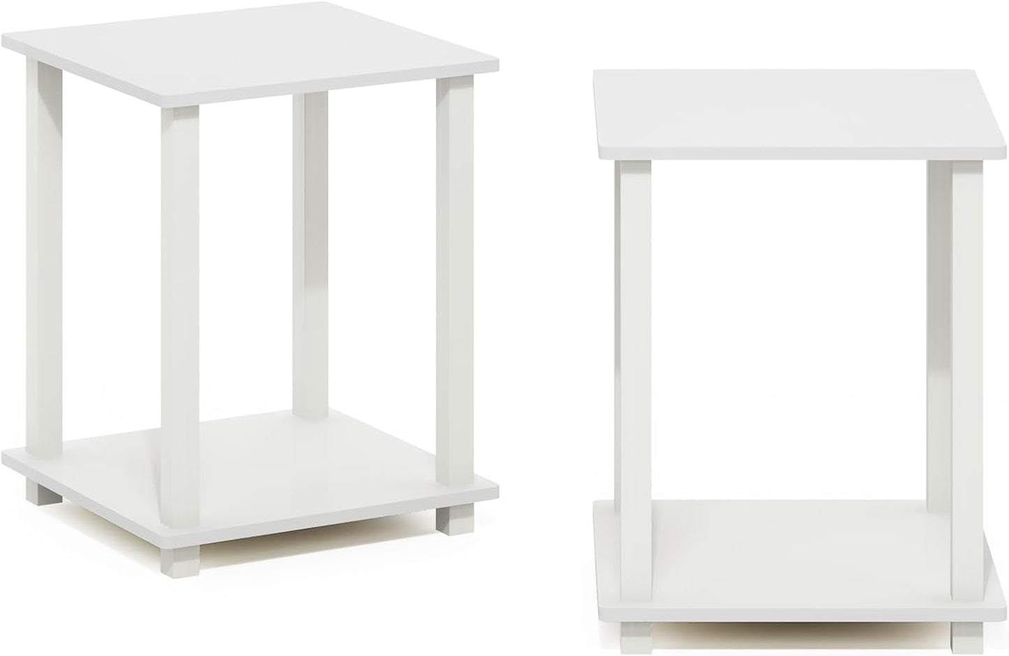 Furinno Simplistic End Table, Set of Two, White/White