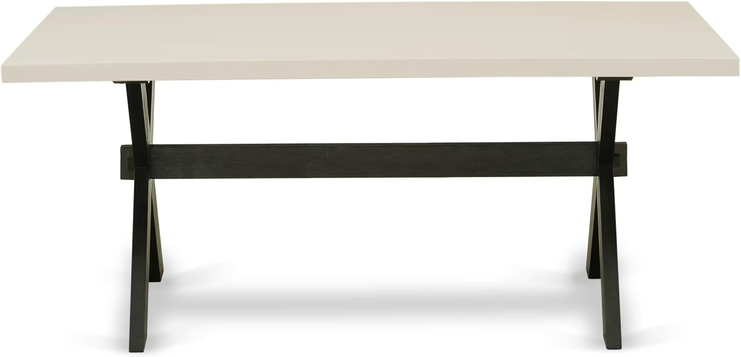 East West Furniture X627MZ650-9 9 Piece Dining Table Set Includes a Rectangle Dining Room Table with X-Legs and 8 Dark Gotham Grey Linen Fabric Parsons Chairs, 40x72 Inch, Multi-Color