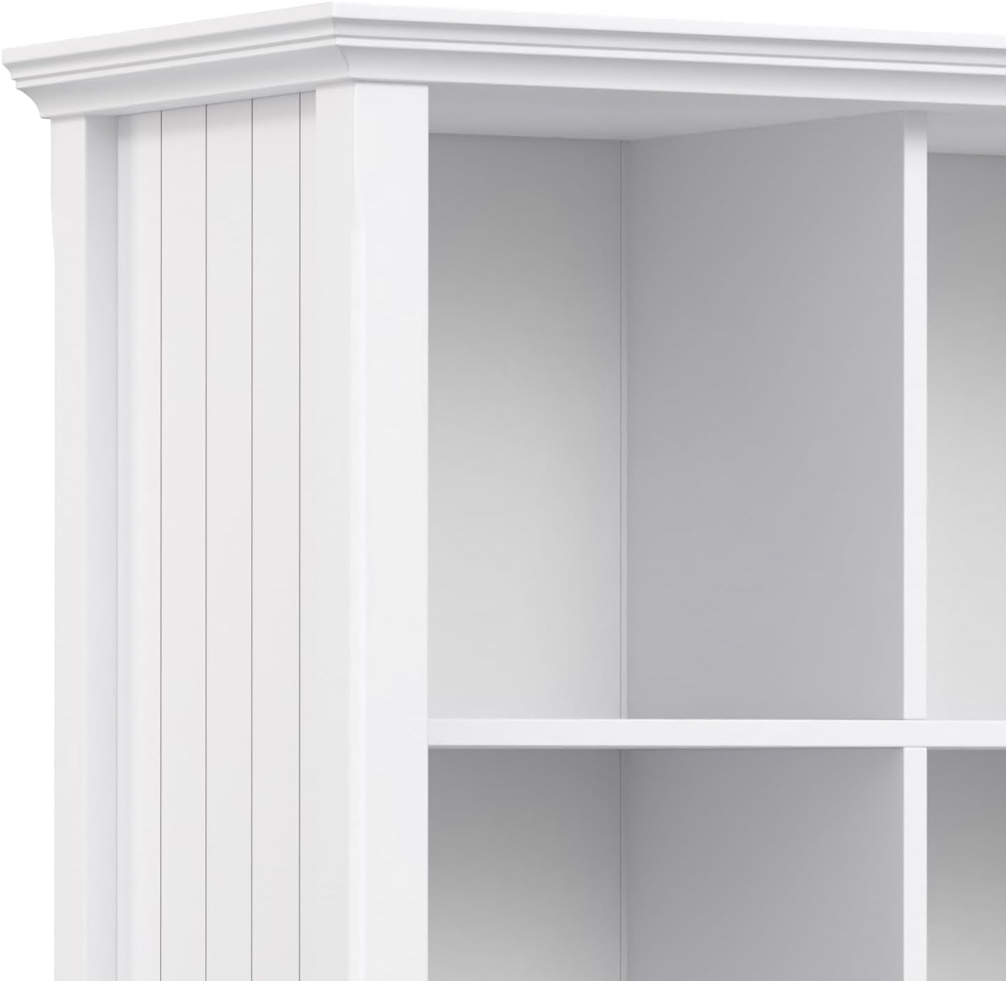 SIMPLIHOME Acadian Bookcase - 57 inch Tall 12-Cube Solid Wood Storage Display Unit in White, Transitional Cube Organizer for Living Room, Study Room or Office with Fixed Shelves and Tapered Legs