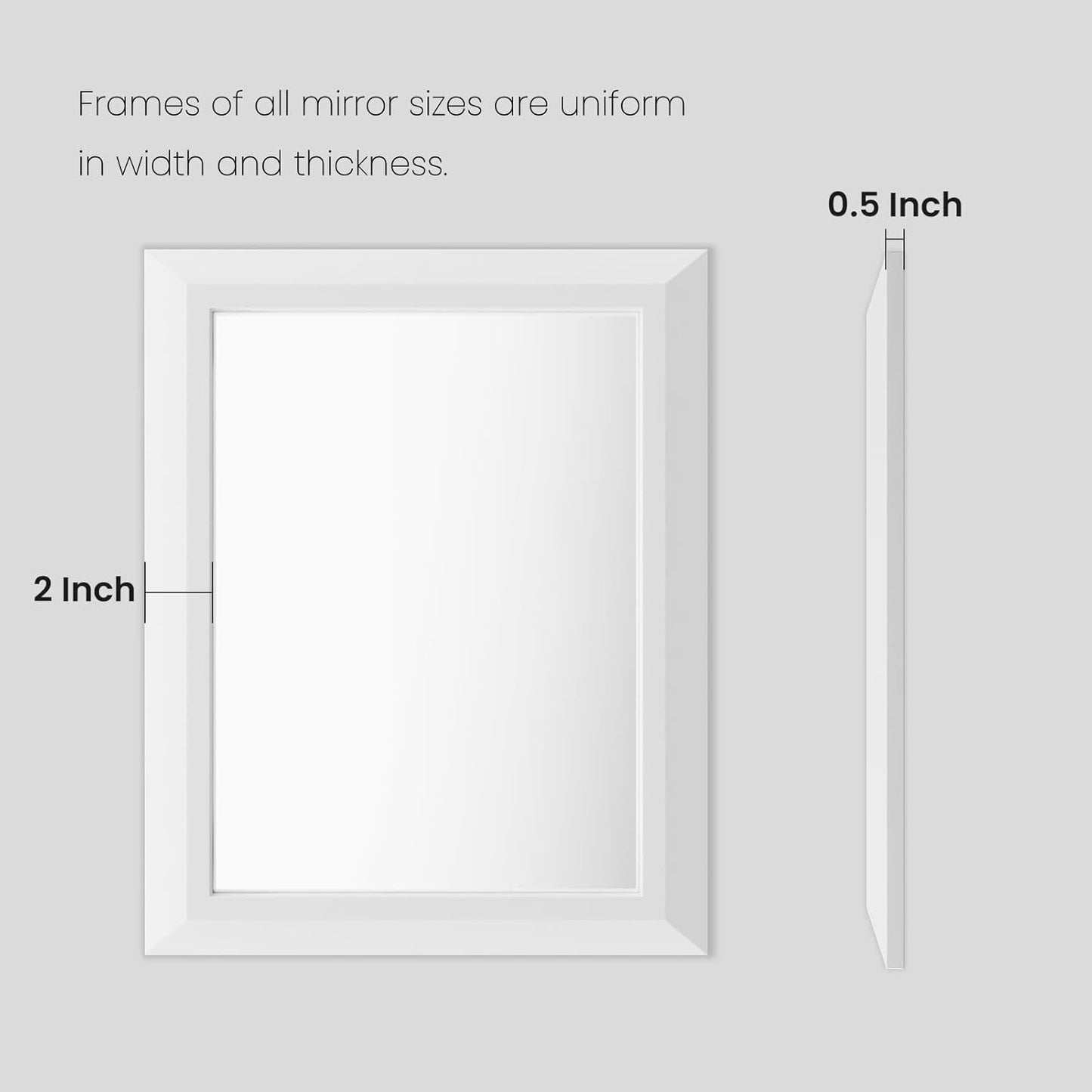 Amorho Bathroom Mirror, 36x32 Inch White Framed Bathroom Mirrors for Over Sink, Wall-Mounted Mirrors for Bedroom, Living Room, Entryway(Horizontal/Vertical).