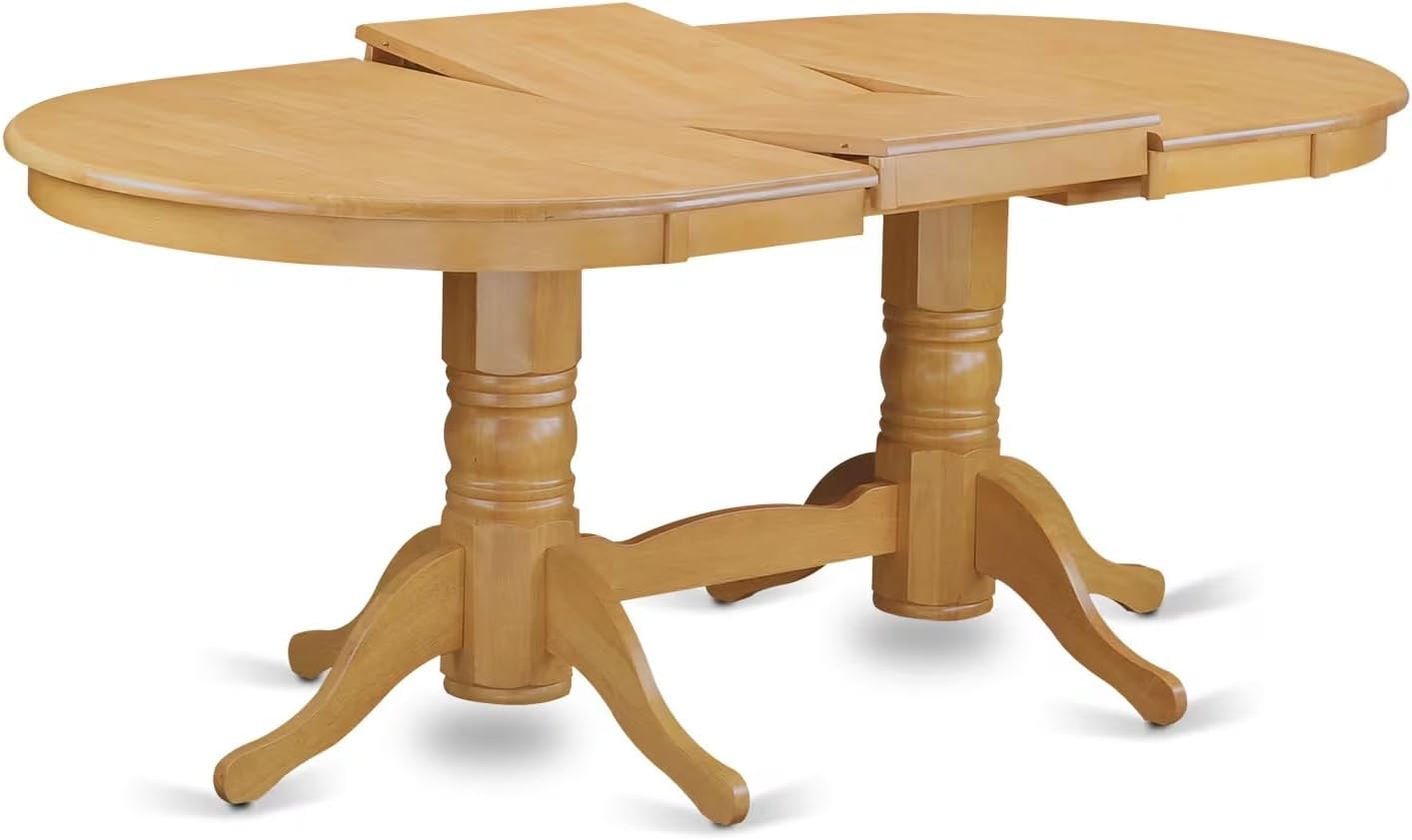 East West Furniture VAAN5-OAK-C 5 Piece Dining Table Set for 4 Includes an Oval Kitchen Table with Butterfly Leaf and 4 Linen Fabric Kitchen Dining Chairs, 40x76 Inch, Oak
