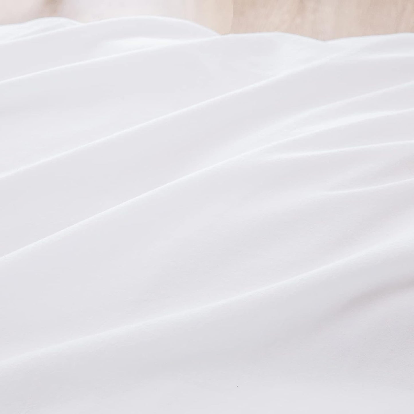 BESTOUCH Duvet Cover Set 100% Washed Cotton Linen Feel Super Soft Comfortable Chic Lightweight 3 PCs Home Bedding Set Solid Bright White Super King