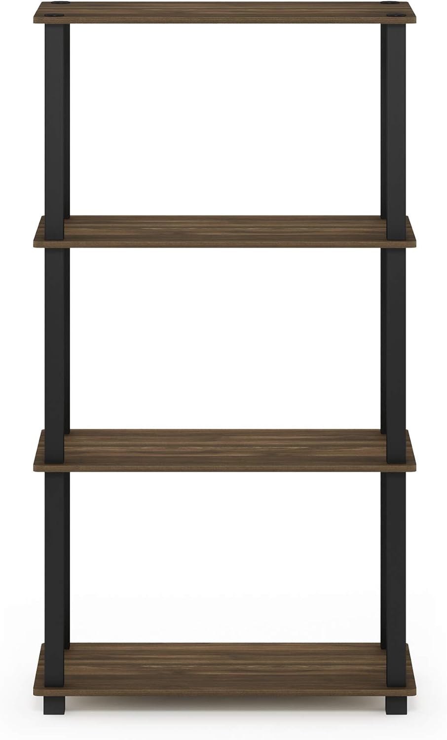 Furinno Turn-N-Tube 4-Tier Multipurpose Shelf Display Rack, Square Tube, Columbia Walnut/Black
