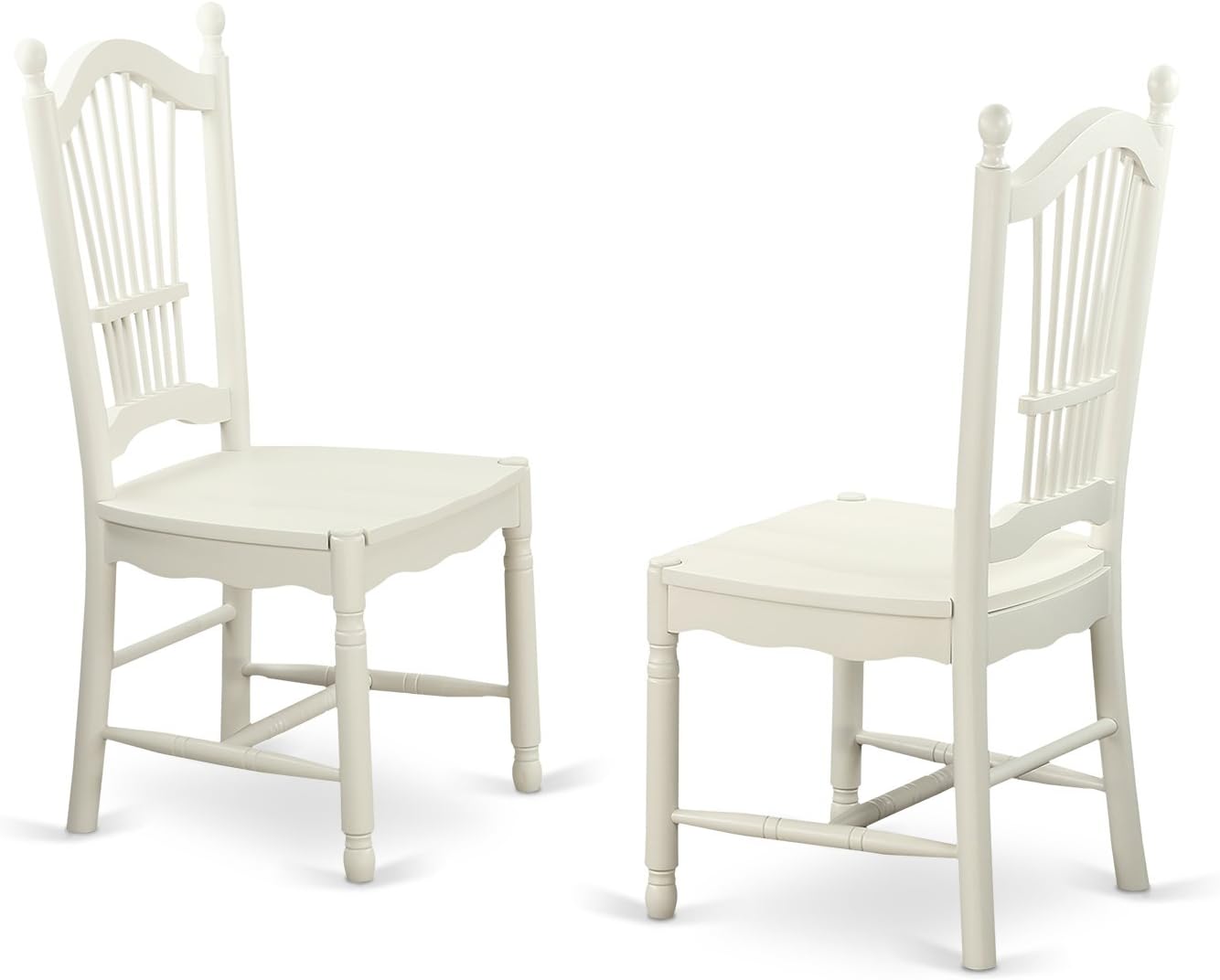 East West Furniture DOVE7-LWH-W 7 Piece Dining Table Set Consist of a Rectangle Dining Room Table with Butterfly Leaf and 6 Wooden Seat Chairs, 42x78 Inch, Linen White