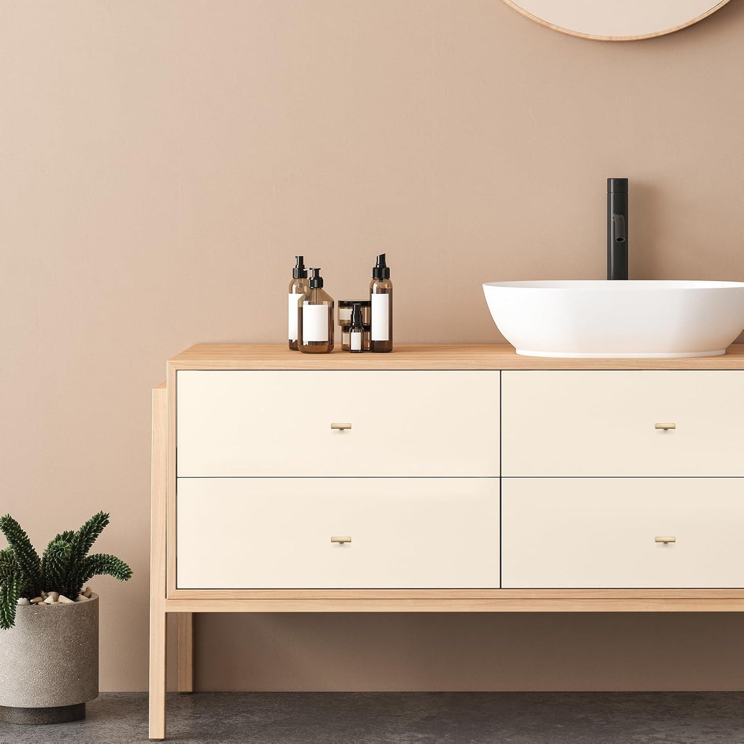 25 Pack Cabinet Handles Single Hole - Curved Cabinet Knobs Champagne Bronze Drawer Pulls for Kitchen Cupboard Solid Pulls for Dresser Drawer Arch Closet Hardware