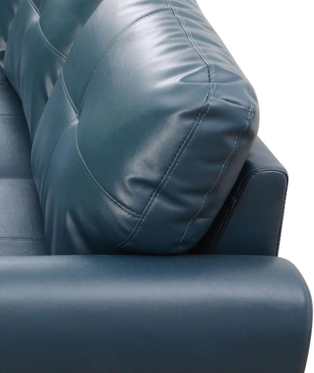 Denim L-Shaped 3-Piece Faux Leather Sofa with Storage Ottoman Set, Sectional Couch Sofa Set for Living Room, Office, Small Space