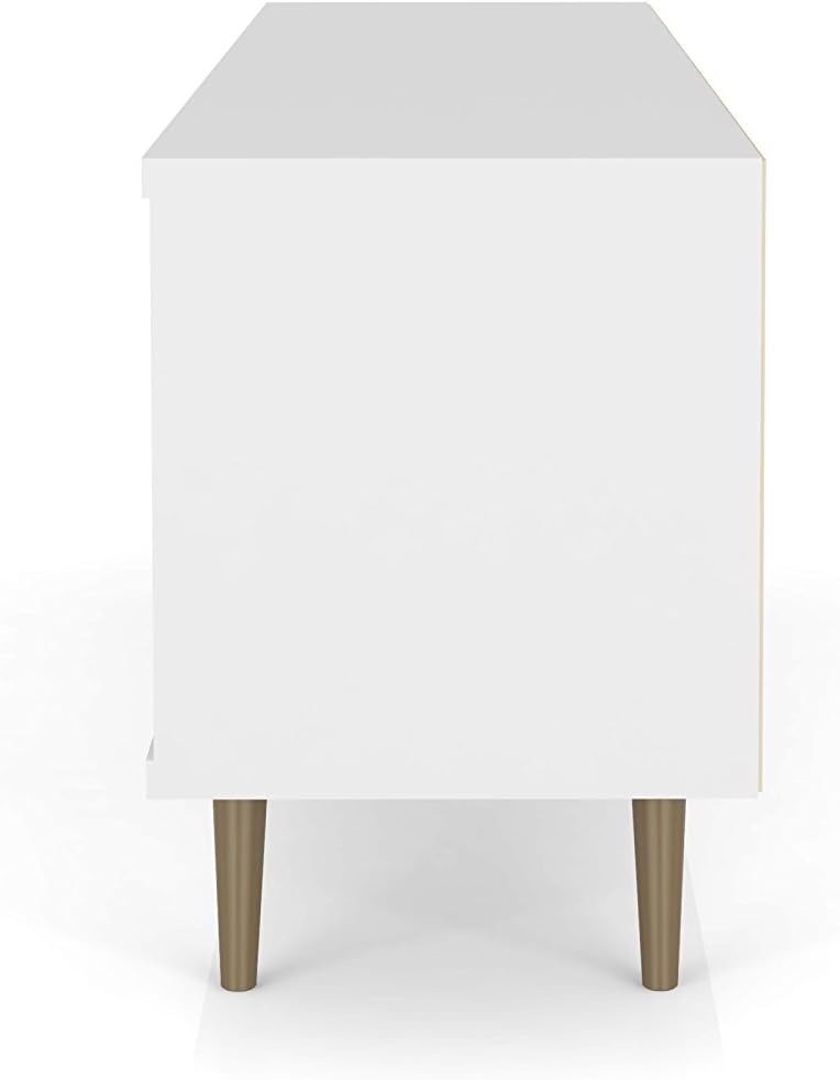 Manhattan Comfort Liberty Mid Century Modern TV Stand for Televisions up to 60 Inches, Bedroom and Living Room Entertainment Center with Storage, Shelves, and Cabinet, 63" Wide, White/3d Print