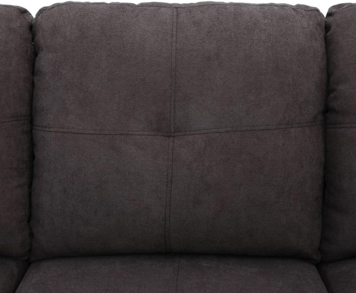 Dark Brown L-Shaped 3-Piece Flannel Sofa with Storage Ottoman Set, Sectional Couch Sofa Set for Living Room, Office, Small Space