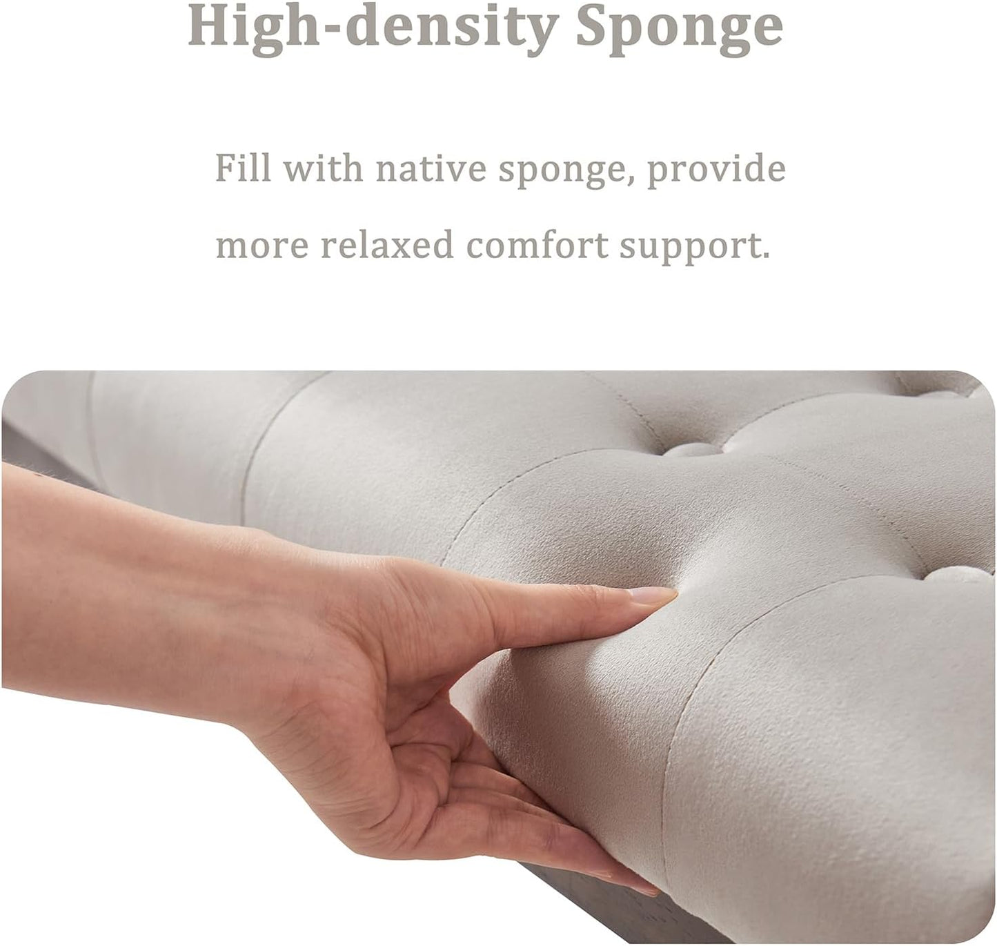 End of Bed Bedroom Bench, Linen Upholstered Tufted Bench for Bedroom End of Bed with Solid Wood Legs for Bedroom Living Room Entryway(Gray)