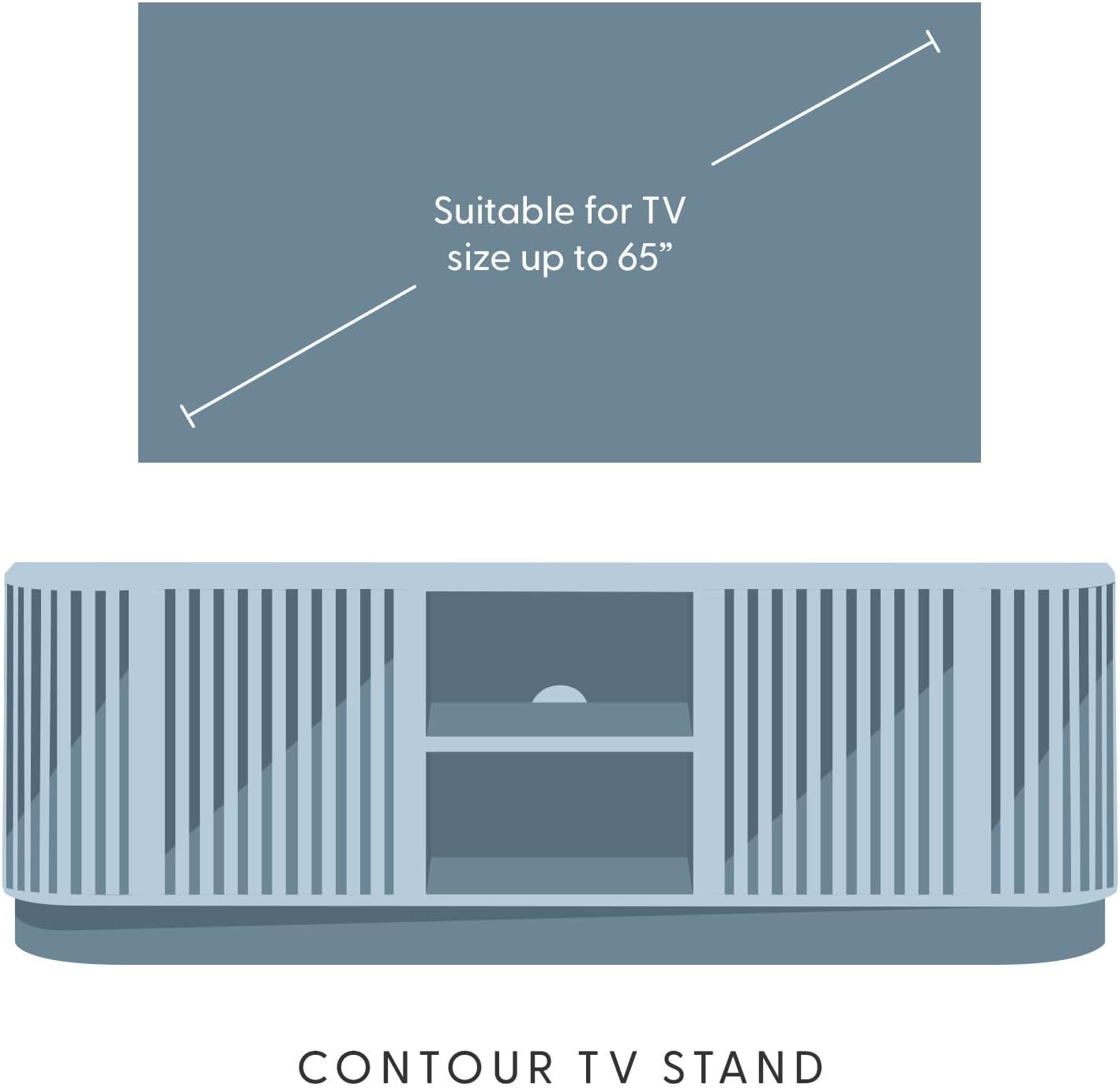 Plank+Beam Contour Wood TV Stand, Solid Wood Entertainment Console with Storage, 59" L x 16" W x 19" H, Blonde