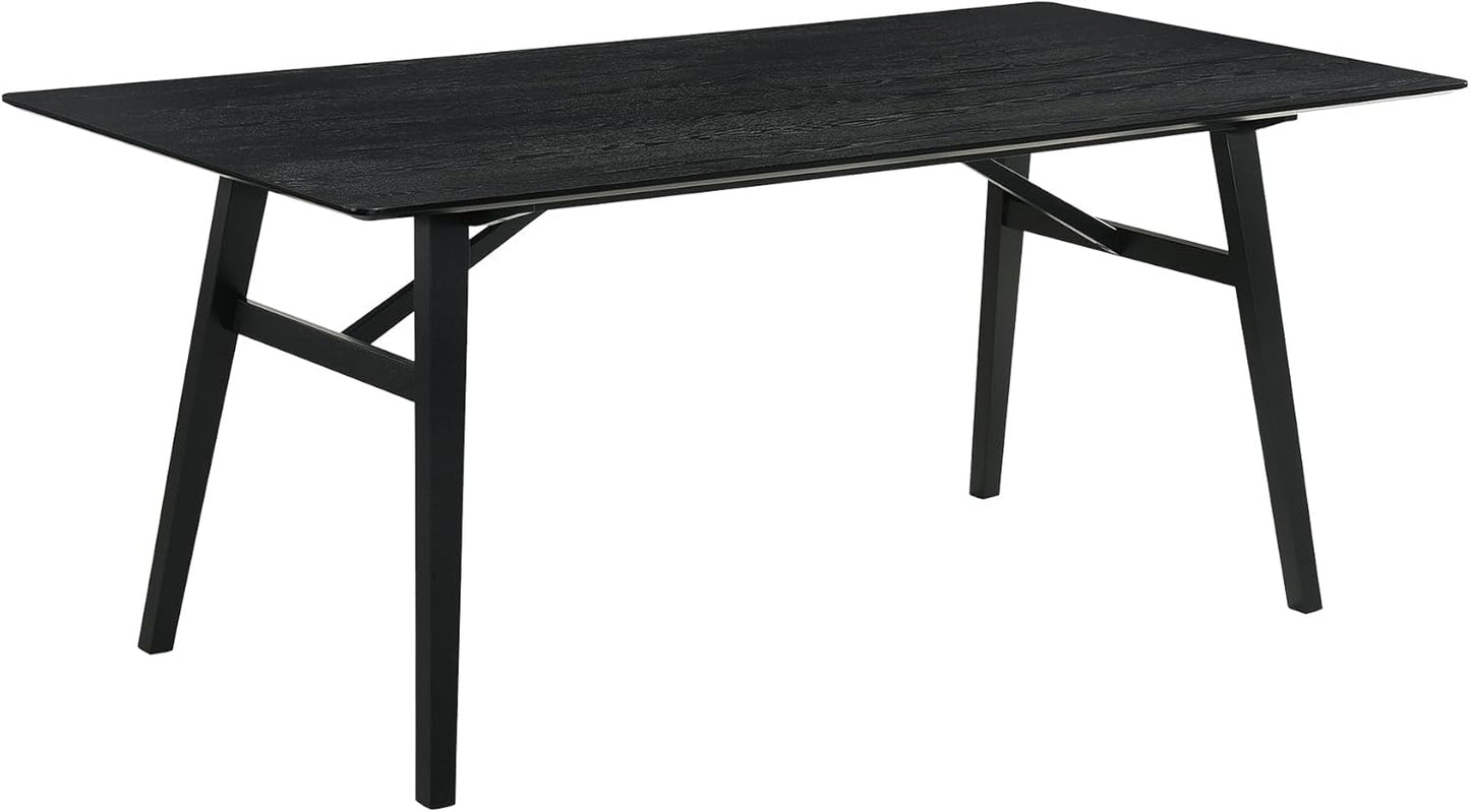 Armen Living Channell Mid Century Modern 5 Piece Black Wood Dining Table Set with Charcoal Fabric