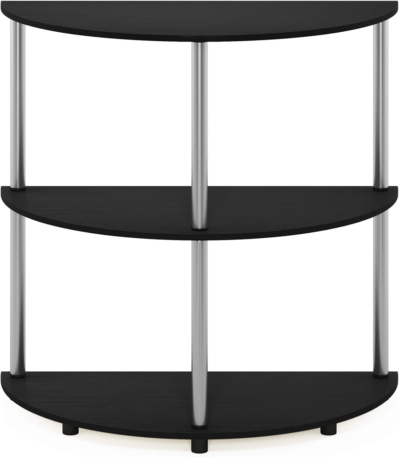 Furinno Frans Turn-N Half Round Console Table with Stainless Steel Tubes, Black Oak 15.6D x 31.1W x 30.8H in